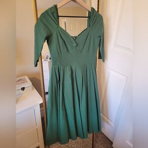 EUC Unique Vintage forest green swing dress Size L 10-12